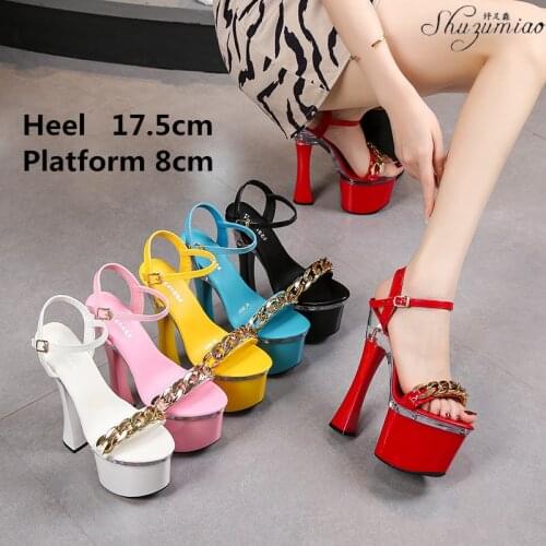 Women Sexy Party Club Show Pole Dancing Shoes 17 18 CM Catwalk Model Fashion 2021 Striptease Girl Super High Heel Sandals Female
