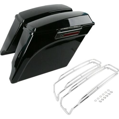 Motorcycle 5" Extended Saddlebags Lid Top Rail Guard For Harley Touring Road King Road Glide Ultra-Classic 1994-2013