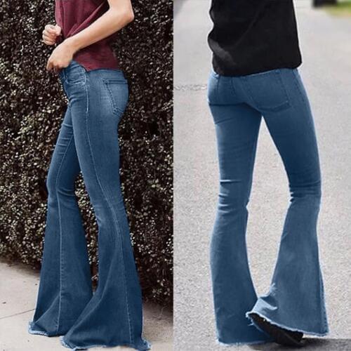 Jeens for women Flare Mid Waisted Denim flare jeans women Pocket Stretch Slim Tassel Pants bell bottom jeans femme 2020#y2