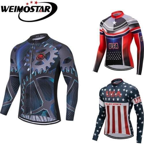 Winter Cycling Jersey Men Gear Pro Bike Clothing Long Sleeve Ropa ciclismo MTB Bicycle Wear Clothes USA Bike Jersey Shirts