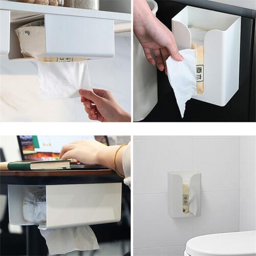 Modern simple wind 1Pc punch-free tissue box toilet paper holder wall hanging napkin storage box counter-type tissue box GUANYAO
