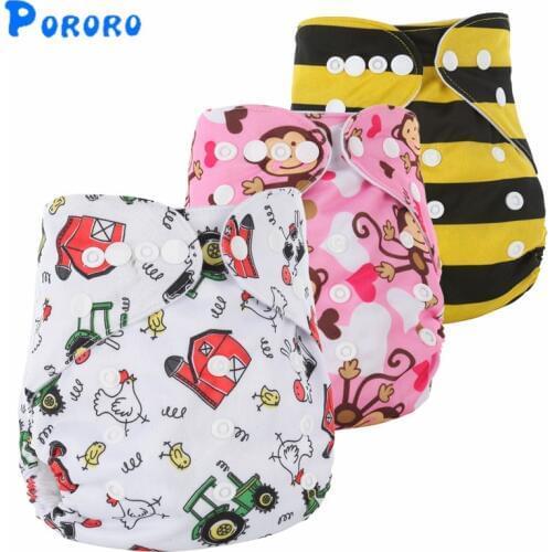 10 PCS Washable Diapers Baby Diaper Cover Cartoon Print Baby Nappy Changing Boys Reusable Baby Cloth Diapers