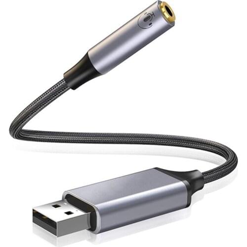 USB to 3.5mm Audio Adapter 24Bit 96Khz 2 in 1 USB Sound Card Adapter Cable for PS4 External Headset Speaker Microphone