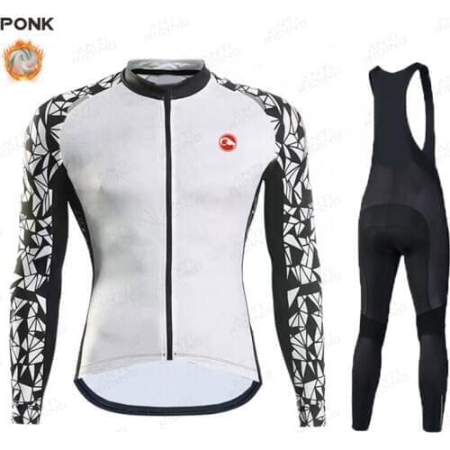 2020 Pro Team Winter Thermal Fleece Cycling Clothes Men Long Sleeve Jersey Suit Outdoor Riding Bike MTB Clothing Bib Pants Set