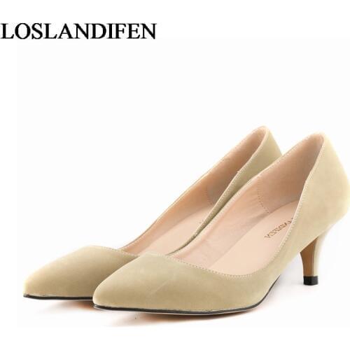 2020 Women Shoes Sexy Suede High Heels Pointed Toe Fashion Style Work Shoes Pumps For Women Thin Heel Pumps Big Size NLK-A0027