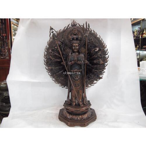 22'' red bronze carved buddhism buddha Avalokitesvara Thousands Hands Guanyin