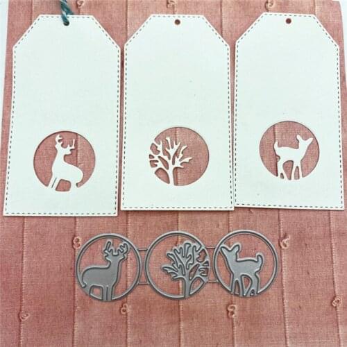 3pcsChristmas round Fawn DIY Scrapbooking Photo Album Paper Card Craft Cute Embossing Metal Cutting Dies Stencils Scrapbooking