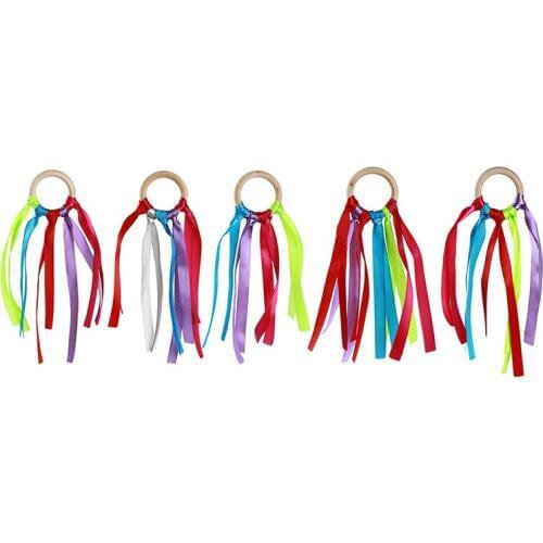 5pcs/pack Baby Sports Toy Rainbow Streamers Ribbon Splice Colorful Dance Ribbon Art Gymnastics Ribbon Ballet Streamer