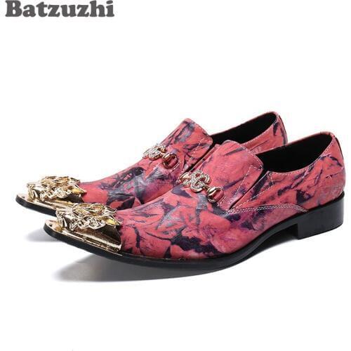 Batzuzhi Fashion Shoes Men Formal Leather Dress Shoes Handmade Red Party and Wedding Shoes for Man Footwear! Big Sizes US6-12