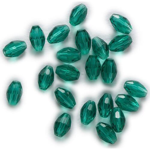 50 Piece Peacock Green Crystal Quartz Faceted Olive Glass Spacer Beads Jewelry Making 6-11mm