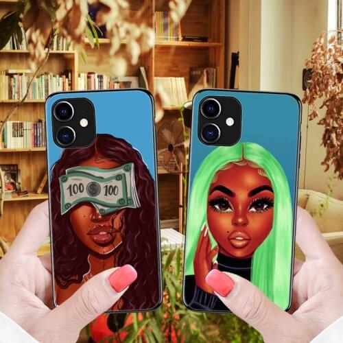 African girl art Phone Case for iPhone 12 8 7 6 6S Plus X 5S SE 2020 XR 11 12 Pro mini pro XS MAX cover