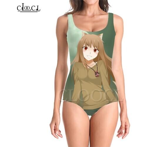 CLOOCL Anime Girl Color Spice and Wolf 3D Print Fashion Sleeveless Sexy One-Piece Swimwear Summer Ladies Beachwear Swimsuits