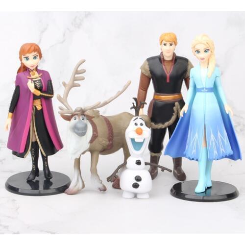 5pcs/Lot 9-14cm Disney New Movie Frozen 2 Elsa Anna Olaf Kristoff Sven Pvc Action Figure Doll Children Birthday Christmas Gift