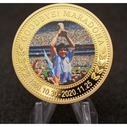 Europe Football King Maradona Gold Plated Commemorative Coins Football Star Coins