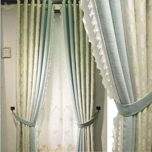European modern simple new chenille curtain cloth custom living room study bedroom European jacquard curtain shading curtain