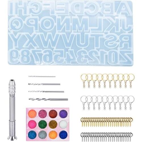 1PC Epoxy Silica Gel Resin Mould Keychain Pendant Ornament Casting Tools DIY Acces Transparent Silicone Alphabet Number Molds