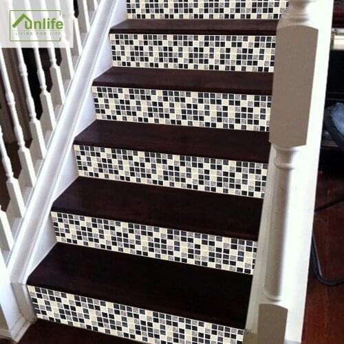 Funlife® Brick Mosaic Stairway Floor Stickers Self-Adhesive Peel & Stick Ground Stickers Bathroom Decor Anti-Slip Stair Stickers