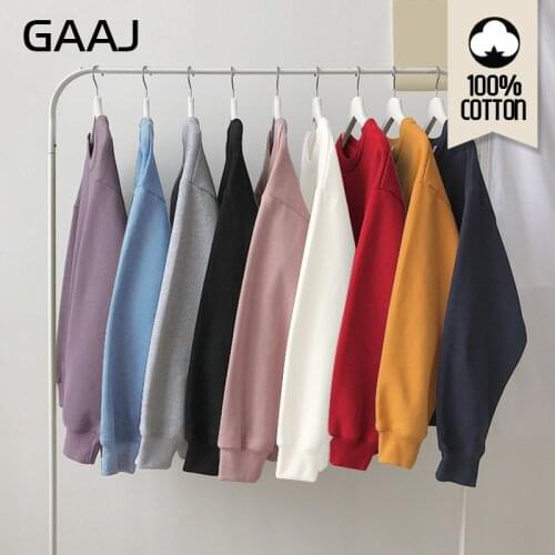 GAAJ 100 Cotton Men Sweatshirt Women Crewneck Pullover With Pocket Streetwear Brand Clothing Casual Tracksuit Sweatshirts Pink