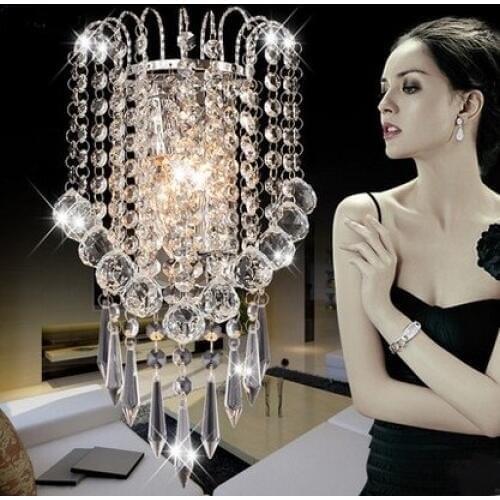 Artistic Stainless Steel Plating Modern Led Wall Light Fixtures For Home Bedside Lamp Wall Sconce Crystal Lampara Pared
