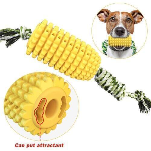 Interactive Pet Dog Chew Toys TPR Ball Corn Toy Pet Molar Bite Dog Toys Rubber Safe Chew Ball Cleaning Teeth Toy with Bite Rope