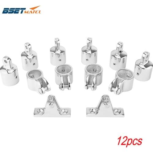 12 PCS Universal 3-Bow Bimini Top Stainless Steel 316 Marine Hardware Set Deck Hinge Jaw Slide Eye End Fitting Boat Accessories