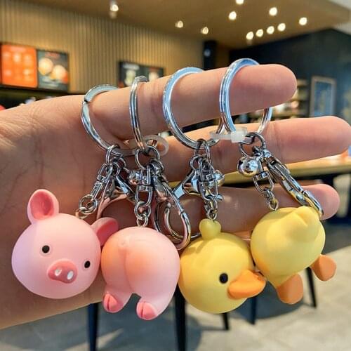 Korean Lovely Pig Keyring Cartoon Corgi Dog Butt Keychain Women Girl Bag Charms Animal Pendant Keychain Jewelry Couple Pair Gift