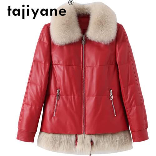 Tajiyane 2020 Winter White Duck Down Jackets for Women Real Fox Fur Collar Parkas Genuine Sheepskin Coats Mujeres Abrigos TN1166