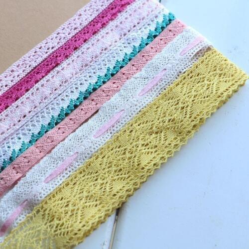 5YARD/roll) White Beige Cotton Embroidered Lace Net Ribbons Fabric Trim DIY Sewing Handmade Craft Materials