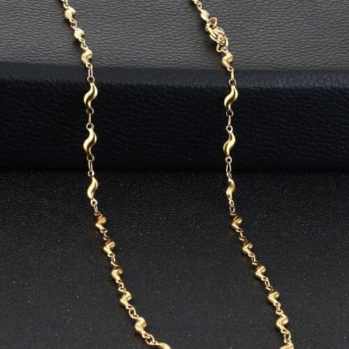 Tiny Wave Necklace for Women Stainless Steel Short Chain Necklace Bohemian Choker Girls Charm Jewelry collier Gifts Femme MN250