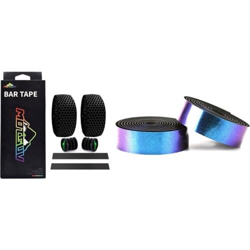 MOTSUV Bicycle Handlebar Tape Road Bike Silica Gel Tape Black & MOTSUV Bike Handlebar Tape With Bar Plugs Blue