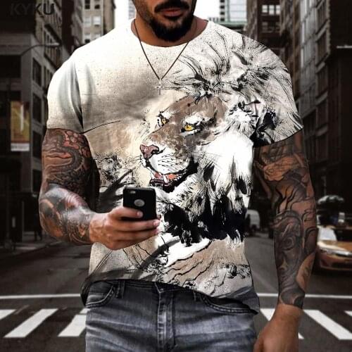 KYKU Brand Tiger T-shirt Men Animal Shirt Print Love T-shirts 3d Snow Funny T shirts Short Sleeve summer Cool Style O-Neck