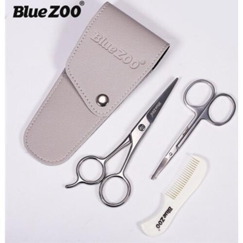 Beard Mustache Scissors and Comb Set Kit for Men Care -3Pieces Kit Stainless Steel Safety Scissors