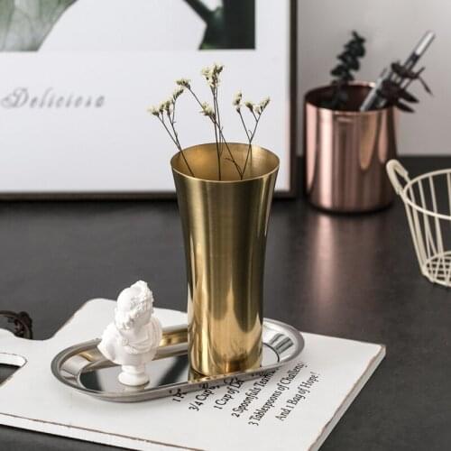 Nordic style new brass gold color vase simple style fashion flower vase