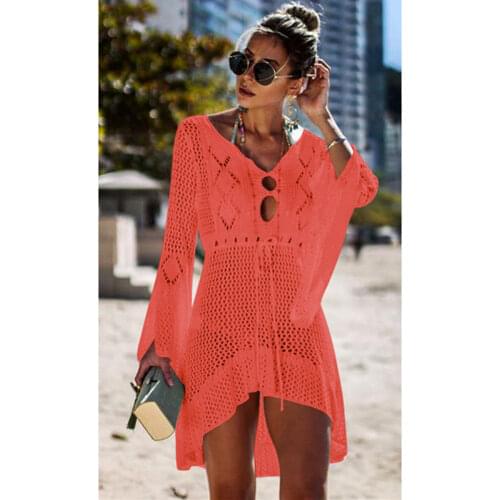 Sexy Cover Up Bikini Women Swimsuit Cover-up Beach Bathing Suit Beach Wear Knitting Swimwear Mesh Beach Dress Tunic Robe