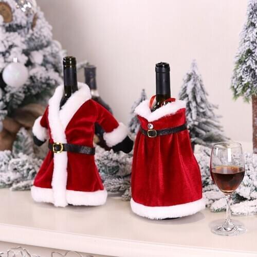 Christmas Champagne Red Wine Bottle Cover Wrap Home Party Decor Useful Fashion Creative Wine Bags Xmas Clothing Shape Bags