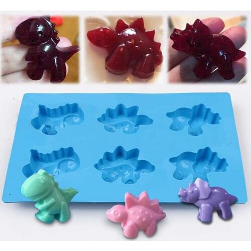 6Cavity Silicone Dinosaur Candy Molds Non Stick Chocolate Mold Silicone Molds for Making Ice, Jelly, Chocolate