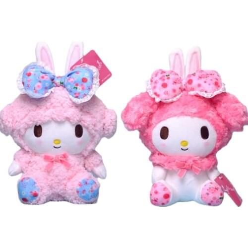 20CM Sanrio Kawaii Doll Cute Plush Toy My Melody with Bunny Ears Bow Sheep Bow Animals Soft Stuffed Plush Toy Kids Toys Gift