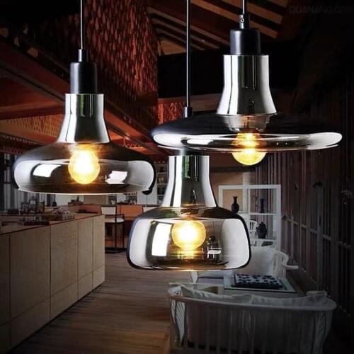 Modern smoke glass lamp for dining room bedroom shopping mall kitchen island mini pendant lights Loft Industrial Loft Decor lamp