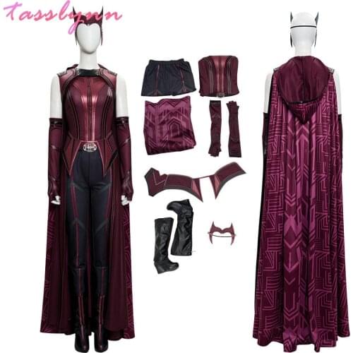 Superheroine Scarlet Cosplay Witch Costume High Quality Vision Wanda Maximoff Battle Outfit Halloween Costumes for Women