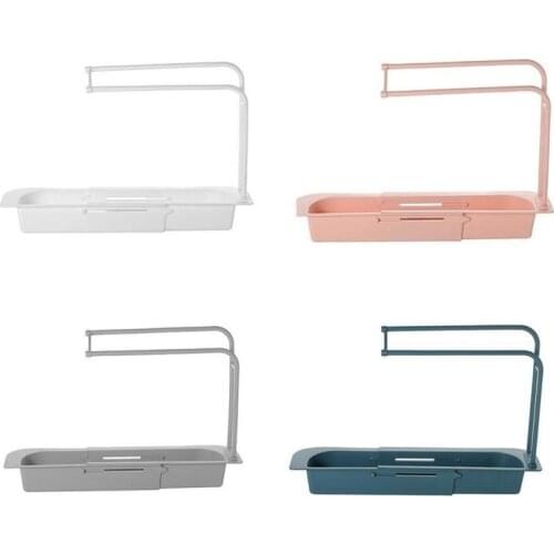 Telescopic Sink Storage Rack Telescopic Sink Rack Holder Expandable Storage Drain Basket Kitchen Household Adjustment Drain