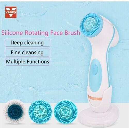 VENKY Silicone Sonic Cleansing Brush Pore Electric Facial Cleaner Facial Massager Skin Care Beauty Cleansing foam Facial Spa