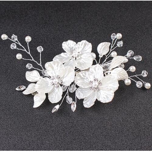 Crystal Pearl Flower Hair Clip Floral Style Barrette Bride Hair Jewelry Bridesmaid Wedding Bridal Hair Accessories