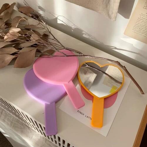 Зеркало Girl Heart Minority Love Handle Mirror Portable Solid Color Home Decor Lovely Convenient Makeup Mirrors with Handles