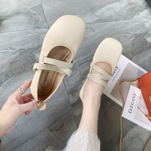 Mujer Chaussure Femme Popular Explosion Style Simple Solid Color Fashion Casual Elegant Sweet Square Toe Flat Shoes W33-18