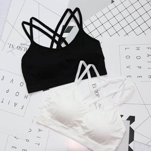 Women Sport Bra Solid Color Cross Strap Beautiful Black Breathable Tube Tops Yoga Bras Fitness Accessories Bralette Workout Bra