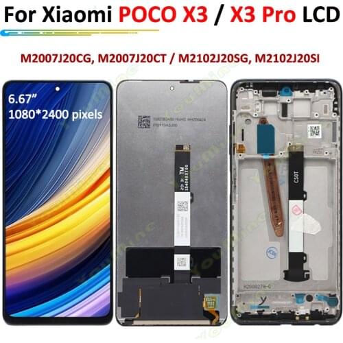 6.67'' for Xiaomi Poco X3 Pro / X3 LCD Display Touch Panel Screen Digitizer Assembly for Xiaomi Poco X3 NFC LCD M2102J20SG