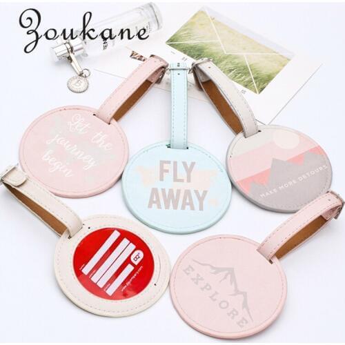 Zoukane 2 pcs/lot PU Leather Round Suitcase Luggage Tag Label Bag Pendant Handbag Travel Accessories Name ID Address Tags LT01