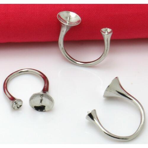 20pcs Wholesale Double Beads Ring Blank Jewelry with Rhodium Silver Plated fit for 5MM and 10MM Beads