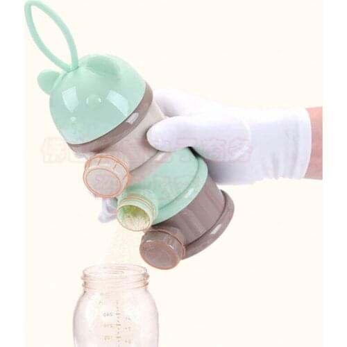 3-Layer Bear Portable Baby Food Storage Box Multi-Mouth Cereal Cartoon Baby Milk Powder Box Toddler Snack Box