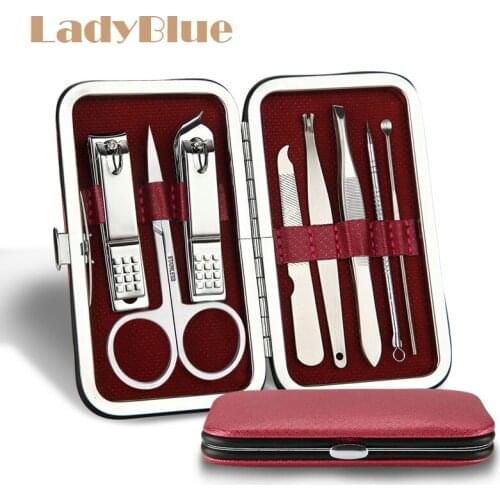 8pcs/set Stainless steel Kit Nail Pedicure Manicure Set Art Care Scissor Tweezer Ear Pick Clipper Acne